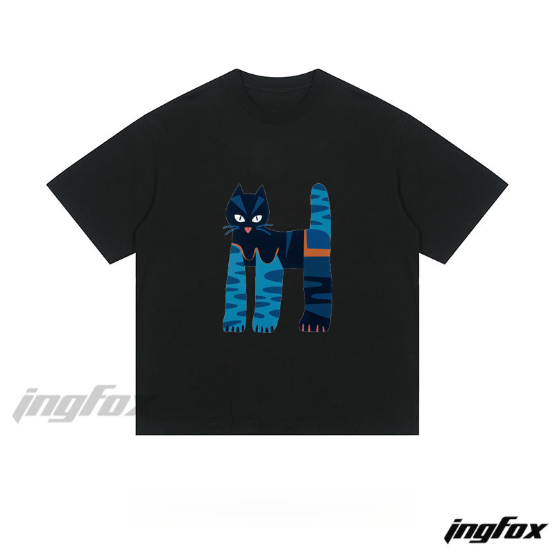 Artistic Patchwork Cat - Loose Fit Short Sleeve T-Shirt