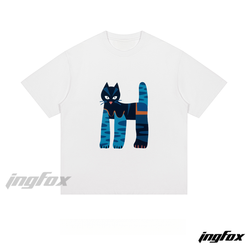 Artistic Patchwork Cat - Loose Fit Short Sleeve T-Shirt