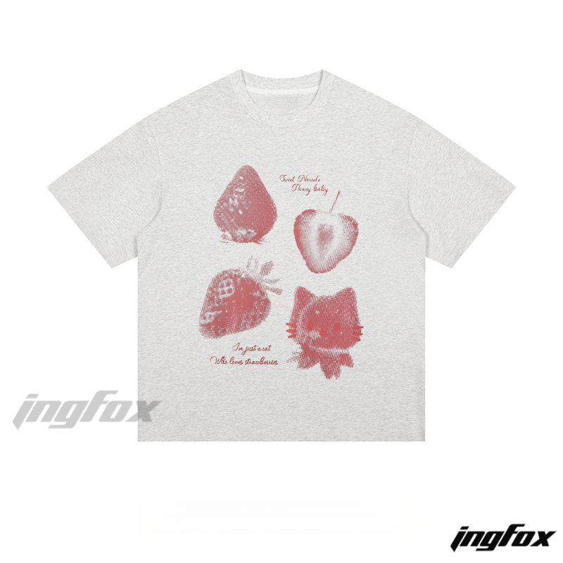 Strawberry & Cat “Fruit Devils” - Loose Fit Short Sleeve T-Shirt