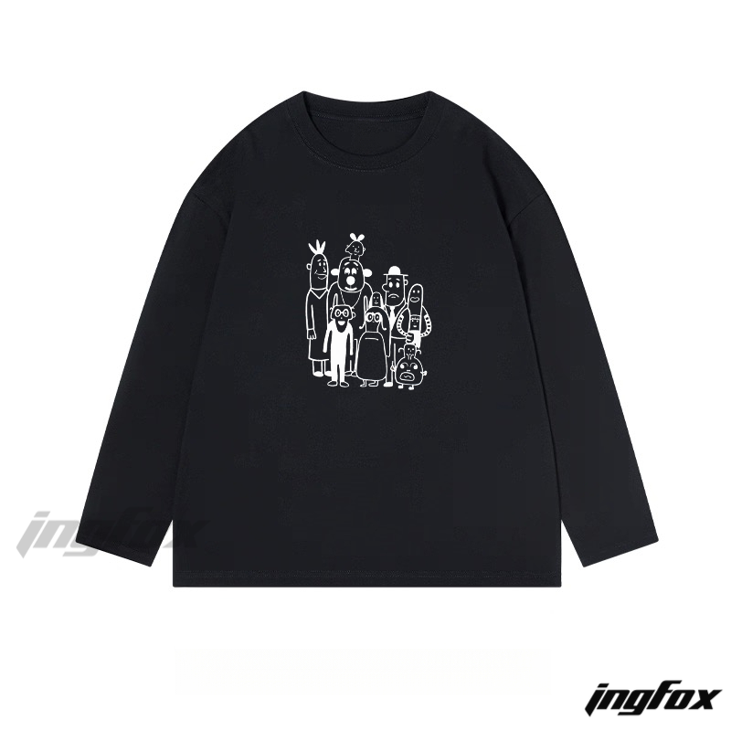 Cartoon Character Group Graphic - Classic Cotton Long Sleeve Tee