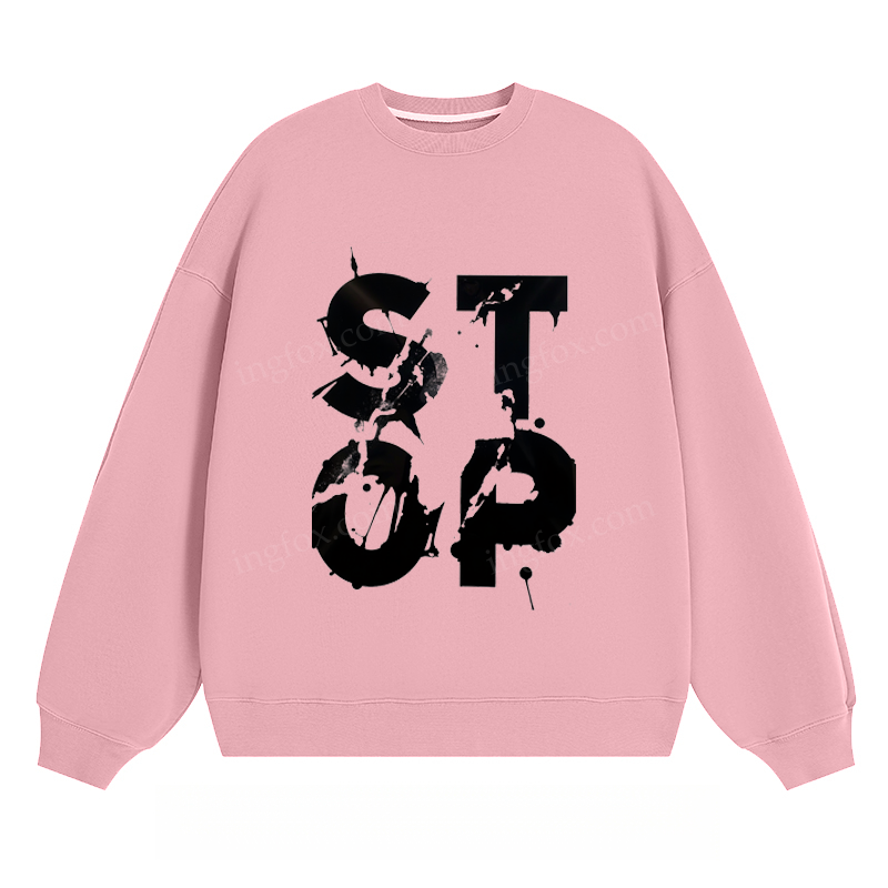 Distressed "STOP" Text - Classic Unisex Fit Crewneck Sweatshirt