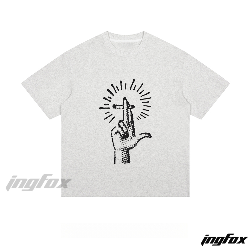Hand & Cigarette Graphic - Loose Fit Short Sleeve T-Shirt