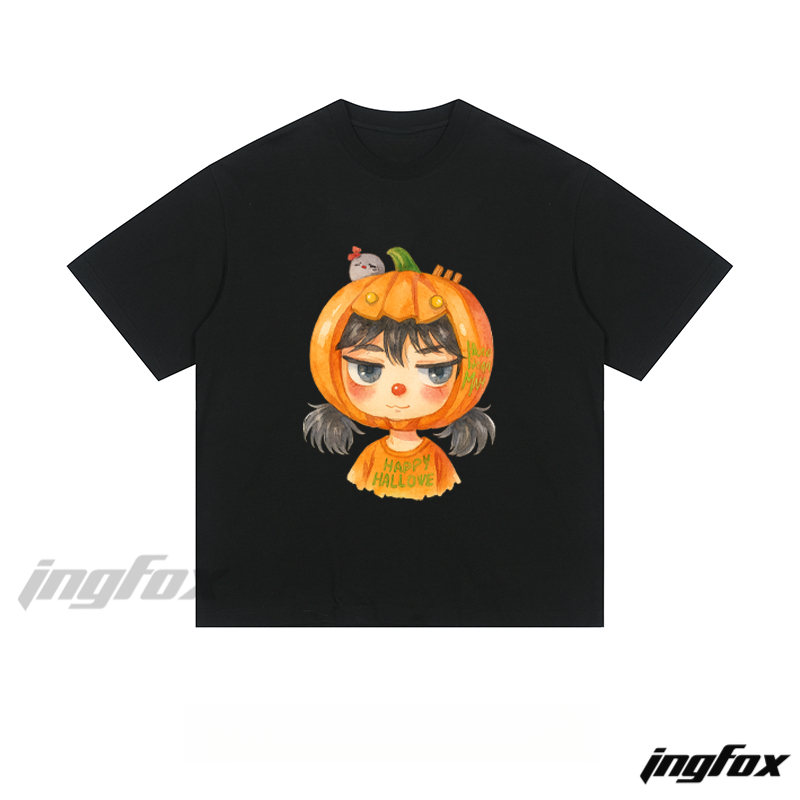 Halloween Pumpkin Girl Graphic - Loose Fit Short Sleeve T-Shirt
