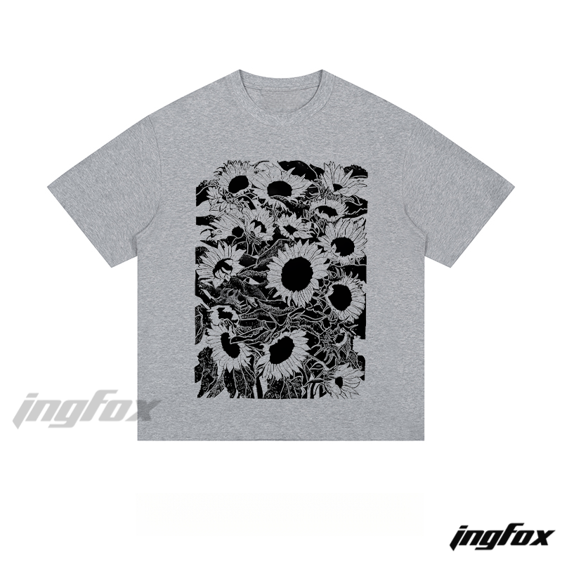Sunflower Monochrome Illustration - Loose Fit Short Sleeve T-Shirt