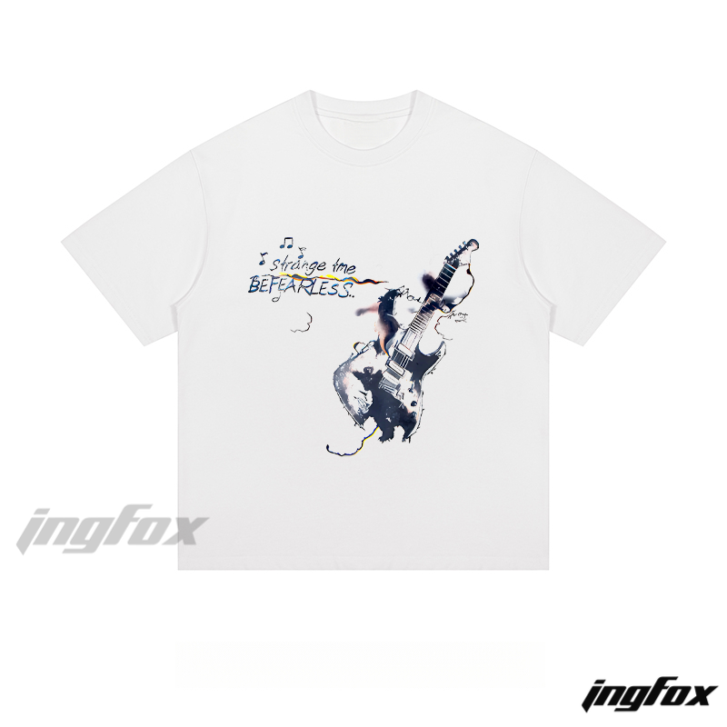 Fearless Guitar Graphic Tee - Loose Fit Short Sleeve T - Shirt