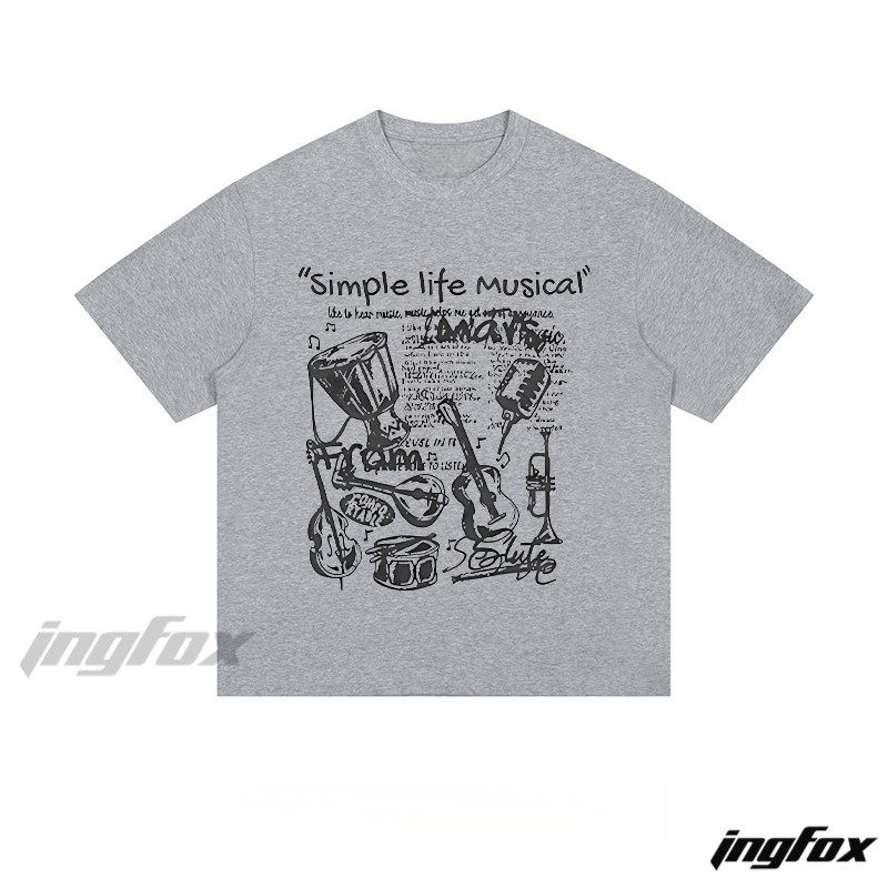"Simple Life Musical" Instrument Collage - Loose Fit Short Sleeve T-Shirt