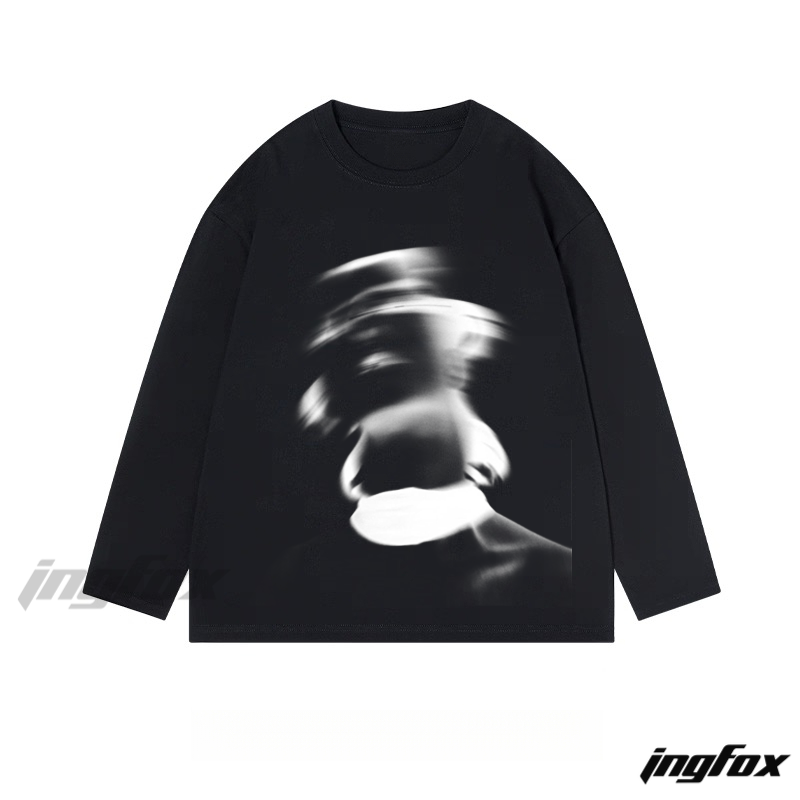 Blurred Portrait Graphic - Classic Cotton Long Sleeve Tee