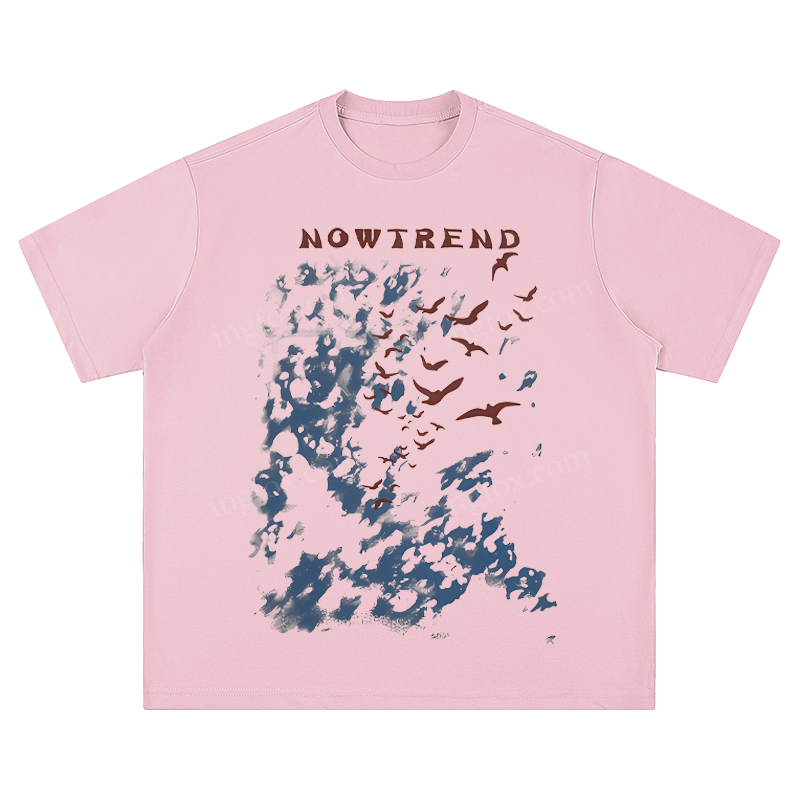 "NOWTREND" Bird & Cloud Graphic - Unisex Fit Short Sleeve T - Shirt