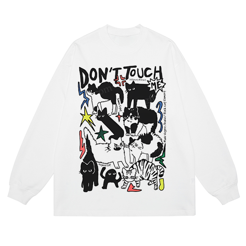 “Don’t Touch Me” Cat Collage - Classic Unisex Fit Cotton Long Sleeve Tee