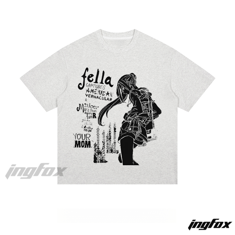 Anime-Inspired Typography - Loose Fit Short Sleeve T-Shirt