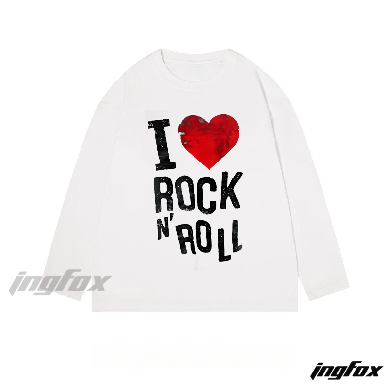 “I ❤️ Rock 'n' Roll” Graphic - Classic Cotton Long Sleeve Tee