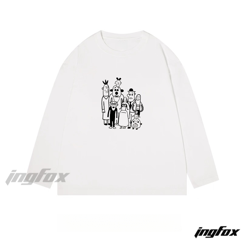 Cartoon Character Group Graphic - Classic Cotton Long Sleeve Tee