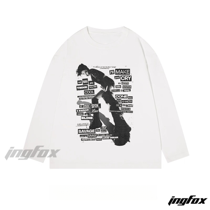 Edgy Collage Graphic - Classic Cotton Long Sleeve Tee