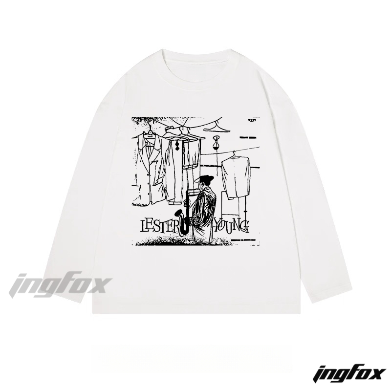 Lester Young - Themed Classic Cotton Long Sleeve Tee