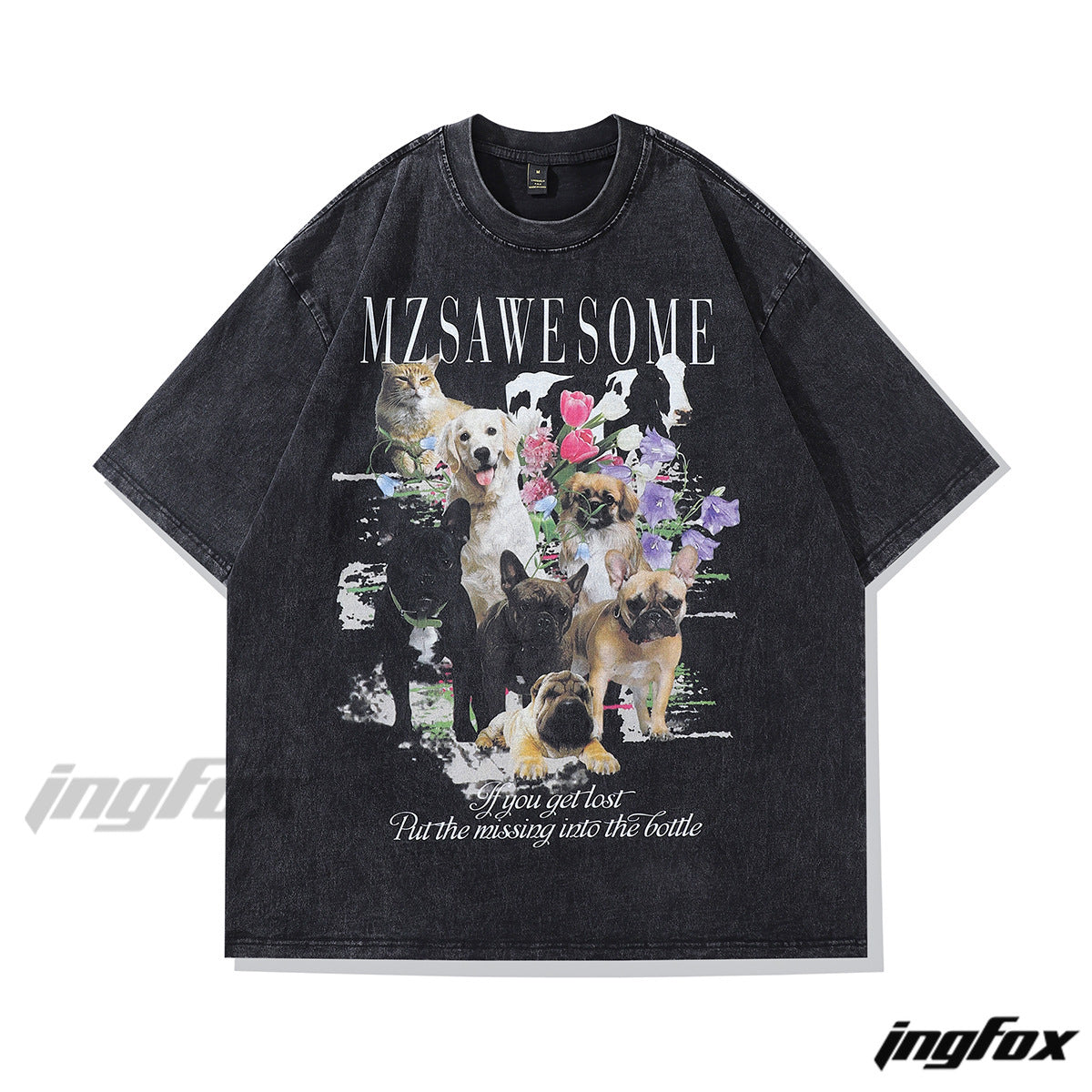 Animal Collage - Vintage Washed Oversized T-Shirt