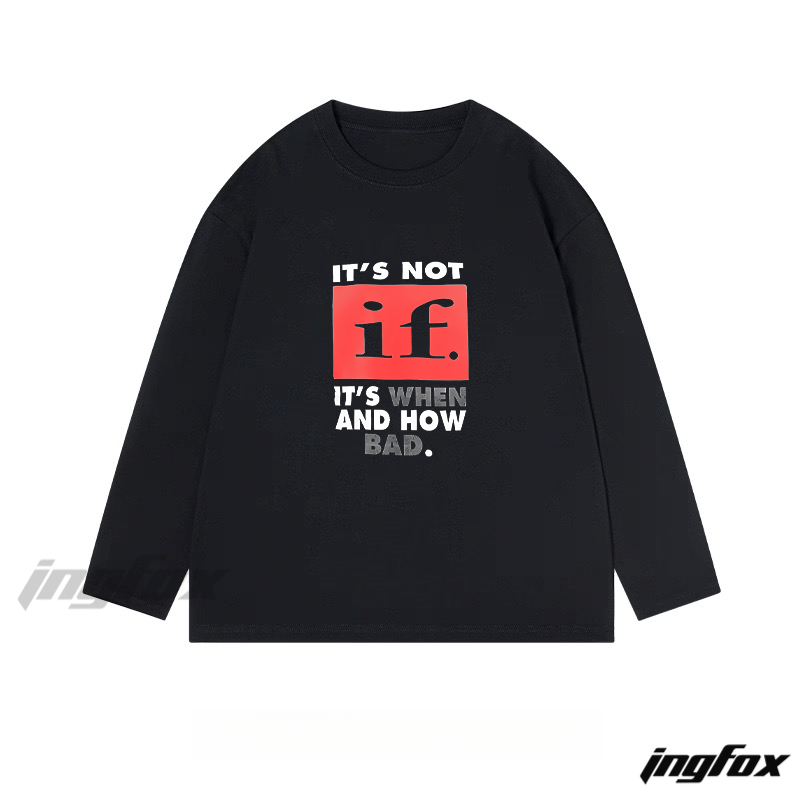 "It's Not If, It's When And How Bad" Slogan - Themed Classic Cotton Long Sleeve Tee