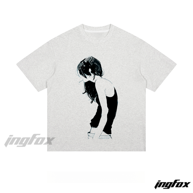 Sketch Girl - Loose Fit Short Sleeve T - Shirt