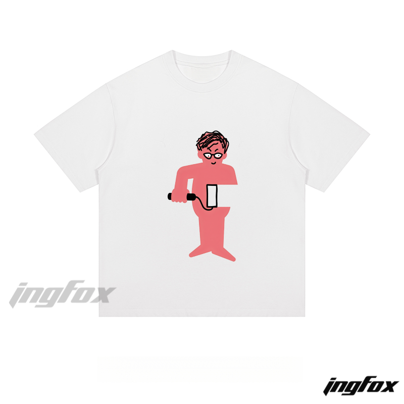 Playful Pink Figure - Loose Fit Short Sleeve T - Shirt