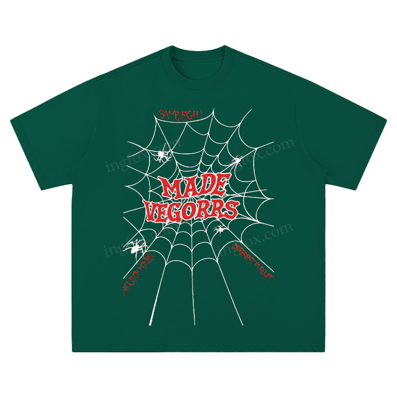 "MADE VEGORRS" Spider Web Graphic - Unisex Fit Short Sleeve T - Shirt