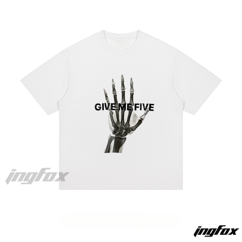 Skeleton Hand “GIVE ME FIVE” - Loose Fit Short Sleeve T-Shirt