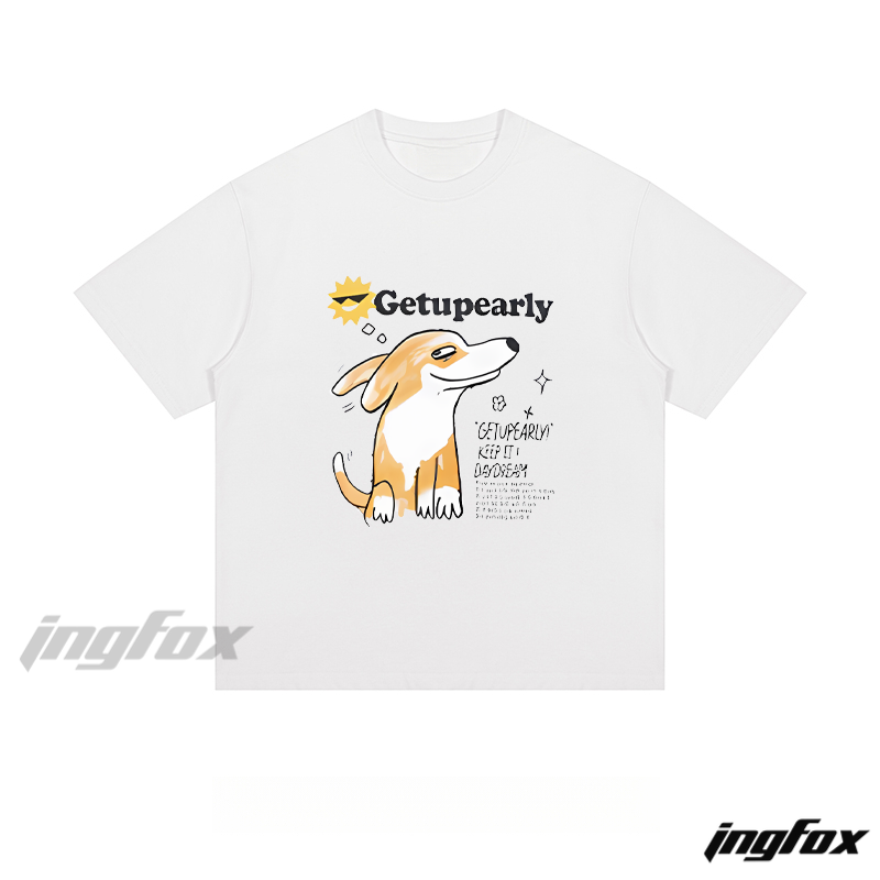 Getupearly Corgi Graphic Tee - Loose Fit Short Sleeve T - Shirt