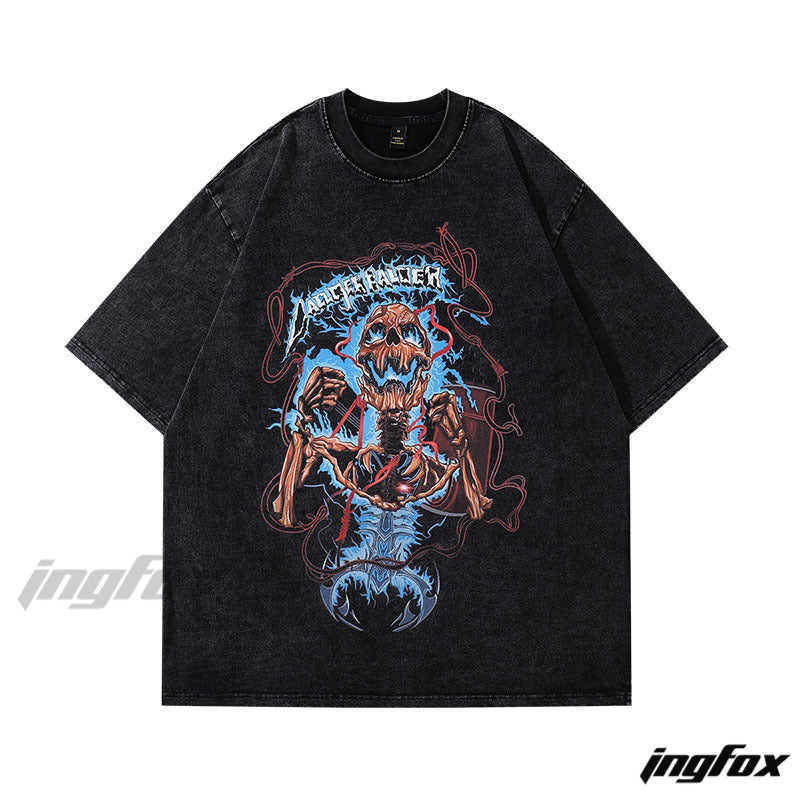 Gothic Skull Vibe - Vintage Washed Oversized T-Shirt