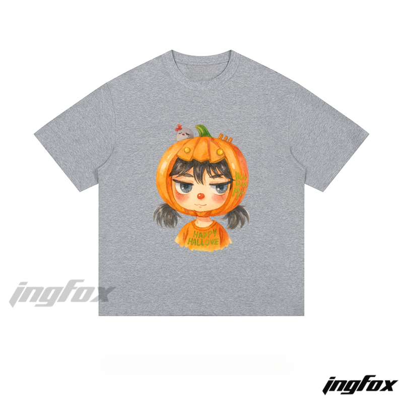 Halloween Pumpkin Girl Graphic - Loose Fit Short Sleeve T-Shirt