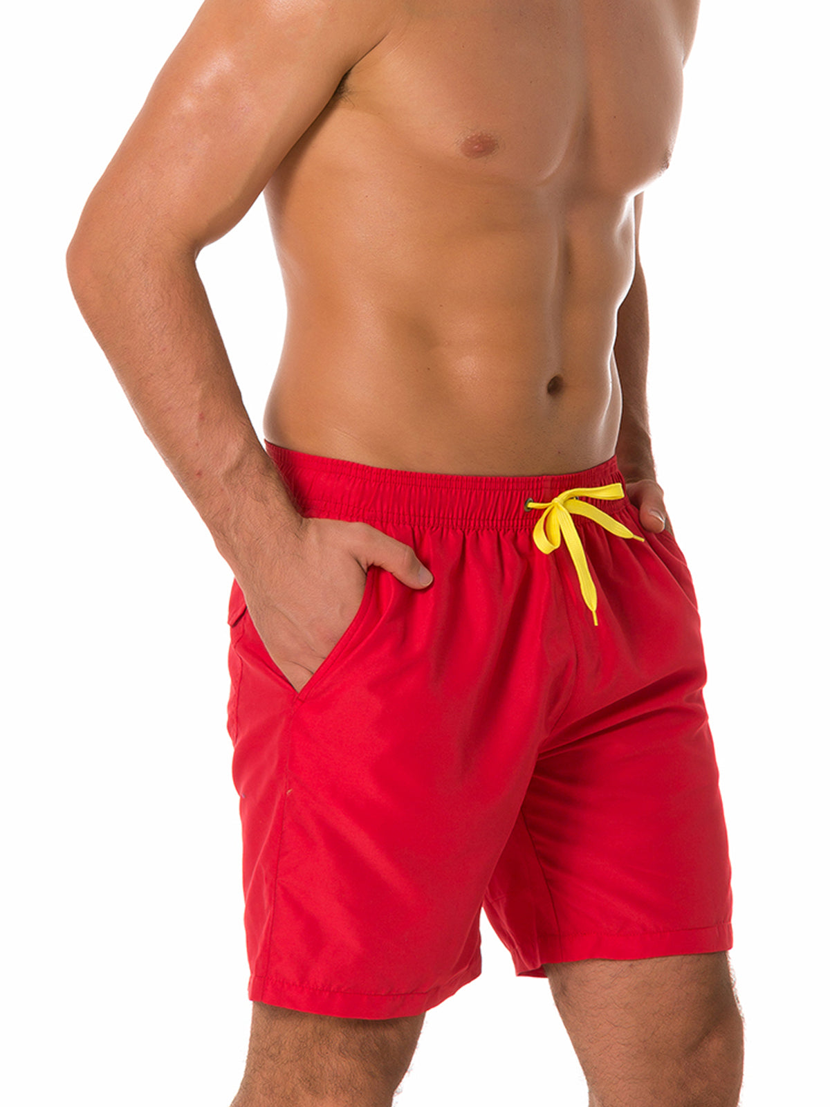 Men's Casual Summer Solid Color Beach Shorts Swimming Trunks