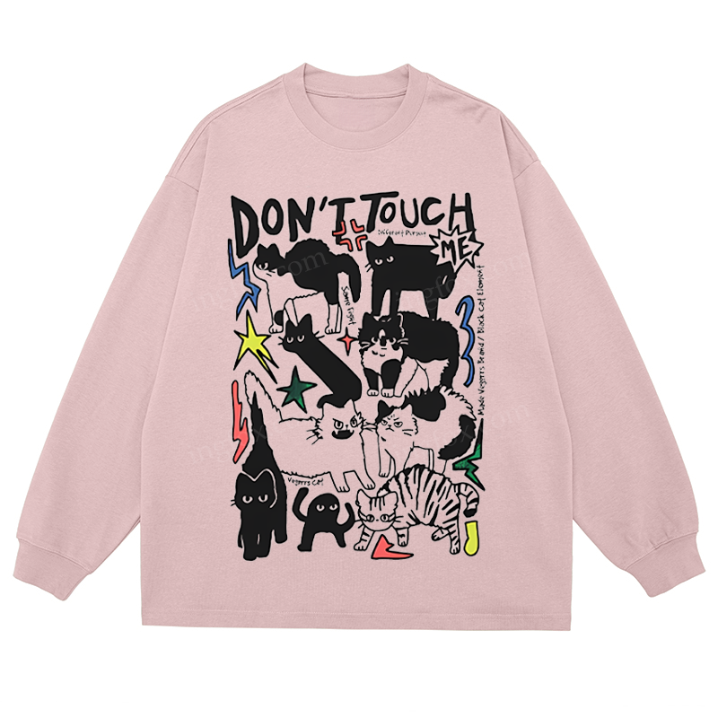 “Don’t Touch Me” Cat Collage - Classic Unisex Fit Cotton Long Sleeve Tee