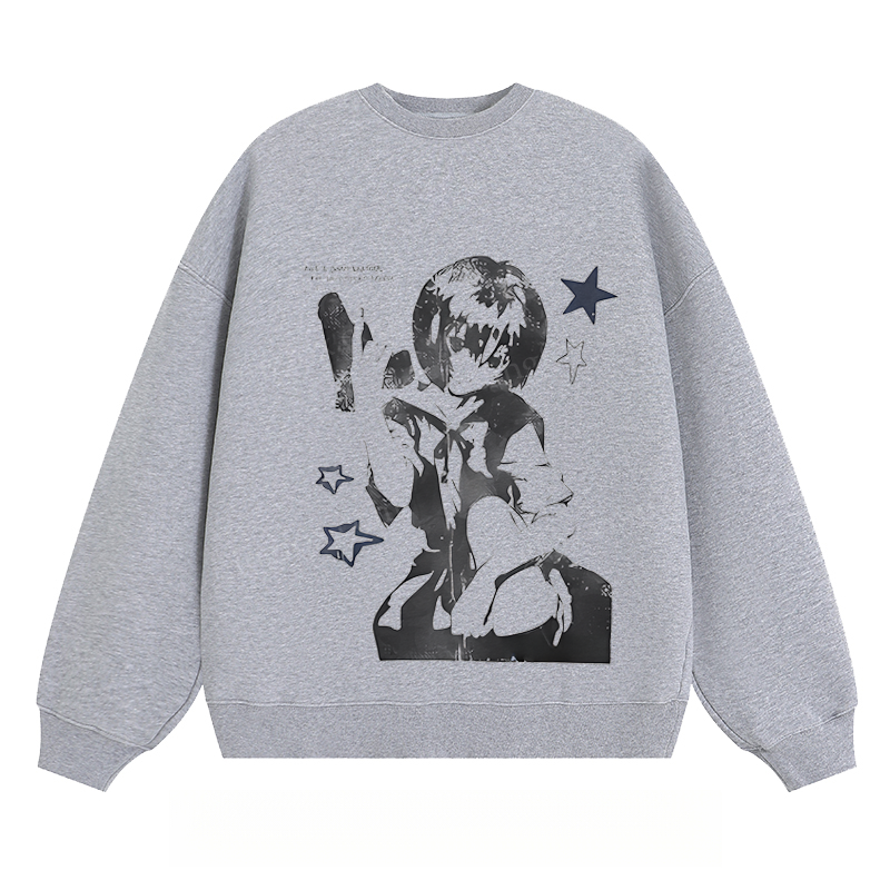 Anime - Style Graphic Crewneck Sweatshirt