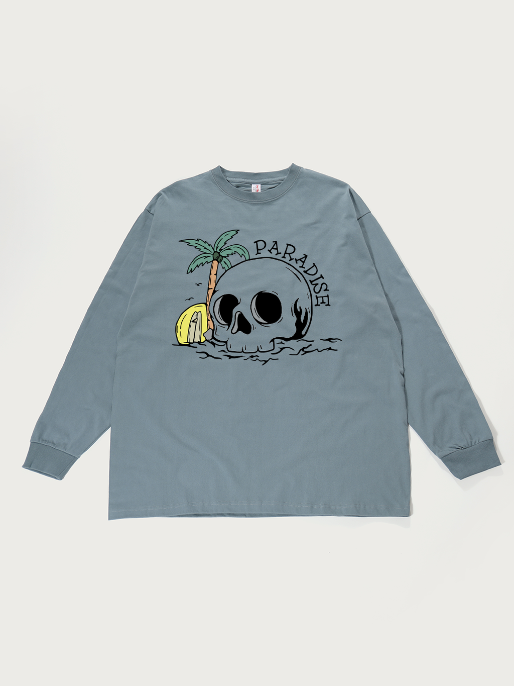 Paradise Skull Beach - Unisex Retro Cotton Long Sleeve T-Shirt