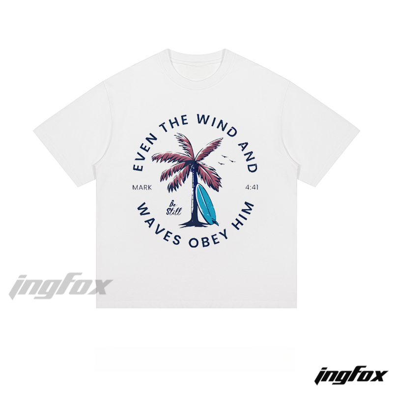 Title Mark 4:41 Wave & Palm Tree - Loose Fit Short Sleeve T-Shirt