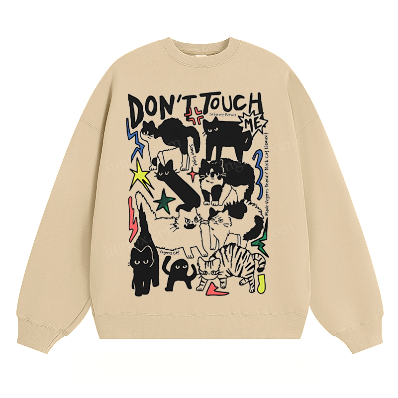 "Don't Touch Me" Cat Graphic - Classic Unisex Fit Crewneck Sweatshirt