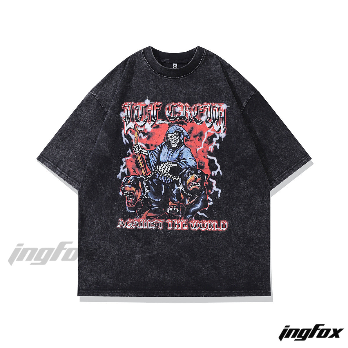 Wolf Crew & Reaper - Vintage Washed Oversized T - Shirt