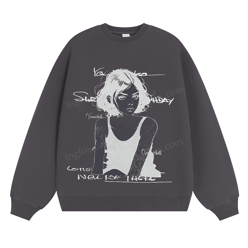 Artistic Portrait & Text - Classic Unisex Fit Crewneck Sweatshirt