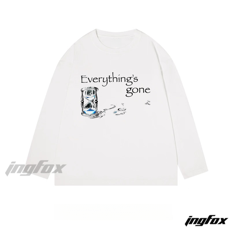 "Everything's gone" Hourglass - Themed Classic Cotton Long Sleeve Tee