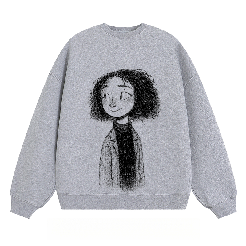 Cartoon Girl Sketch - Classic Unisex Fit Crewneck Sweatshirt