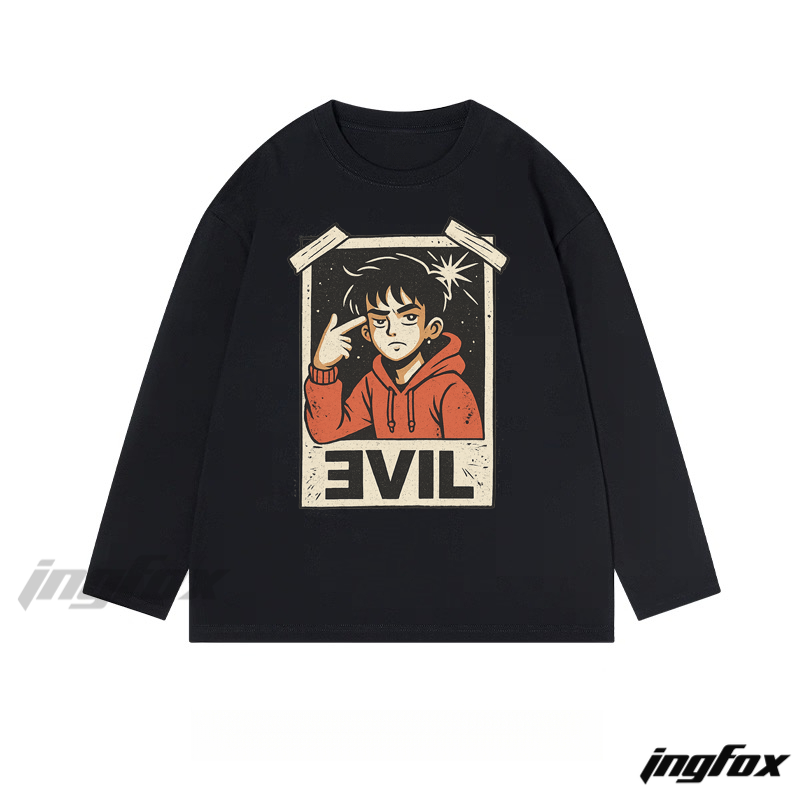 Retro Evil Boy - Classic Cotton Long Sleeve Tee