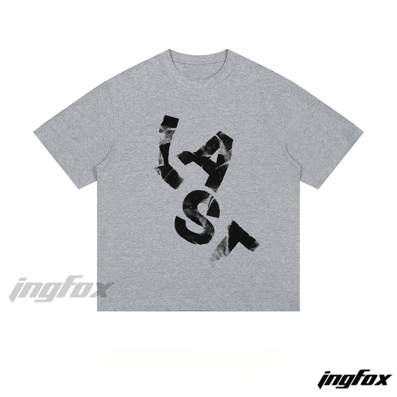 Distressed “LAST” Text - Loose Fit Short Sleeve T-Shirt