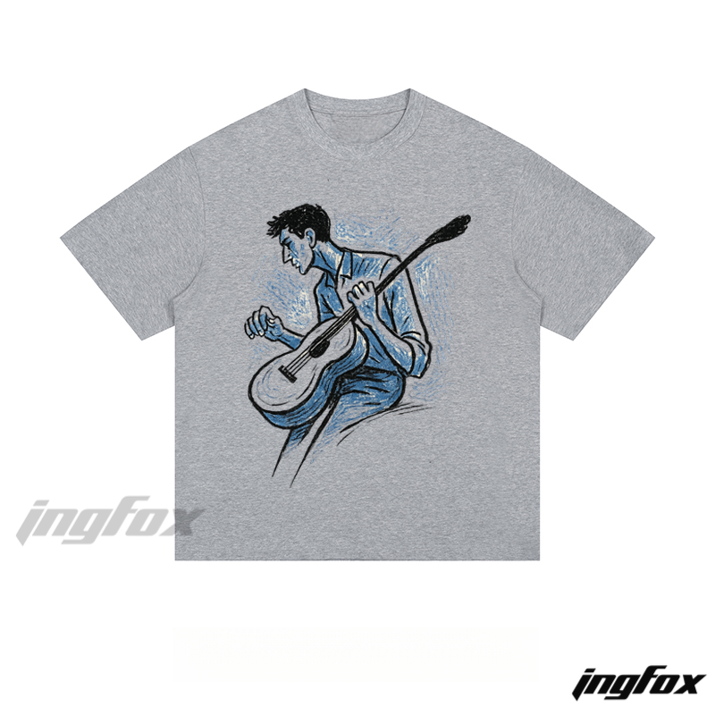 Guitar - Player Sketch - Loose Fit Short Sleeve T - Shirt