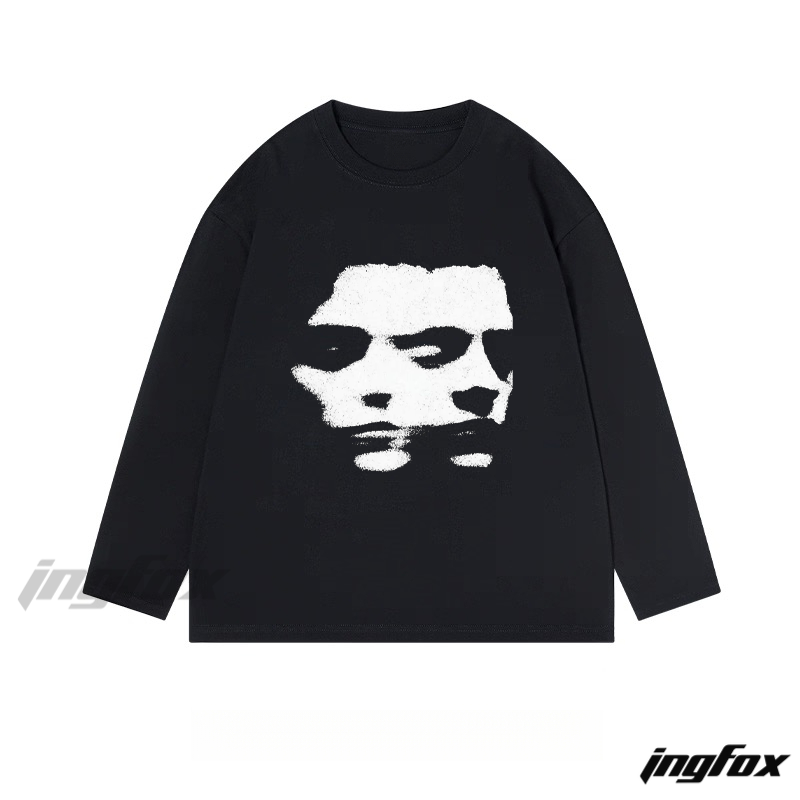 Abstract Double - Face Graphic - Classic Cotton Long Sleeve Tee