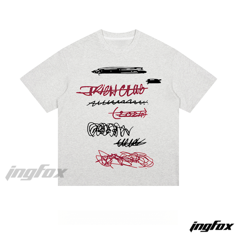 "SECRET CLUB" Scribble Art - Loose Fit Short Sleeve T-Shirt