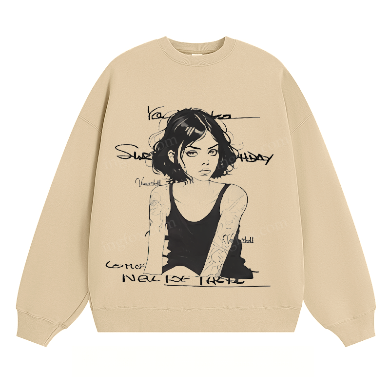 Artistic Portrait & Text - Classic Unisex Fit Crewneck Sweatshirt