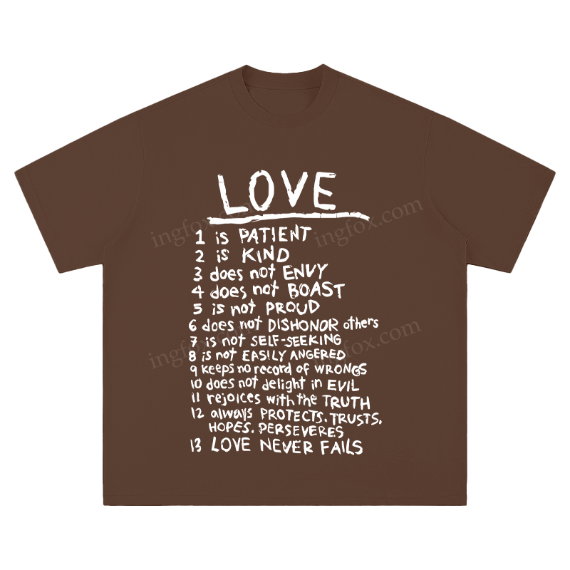 "Love Is..." Biblical Quote - Unisex Fit Short Sleeve T - Shirt