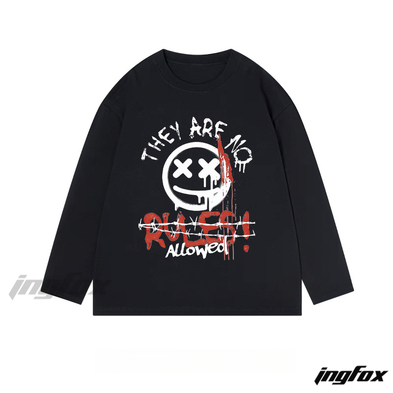 "No Rules Allowed" Slogan - Themed Classic Cotton Long Sleeve Tee