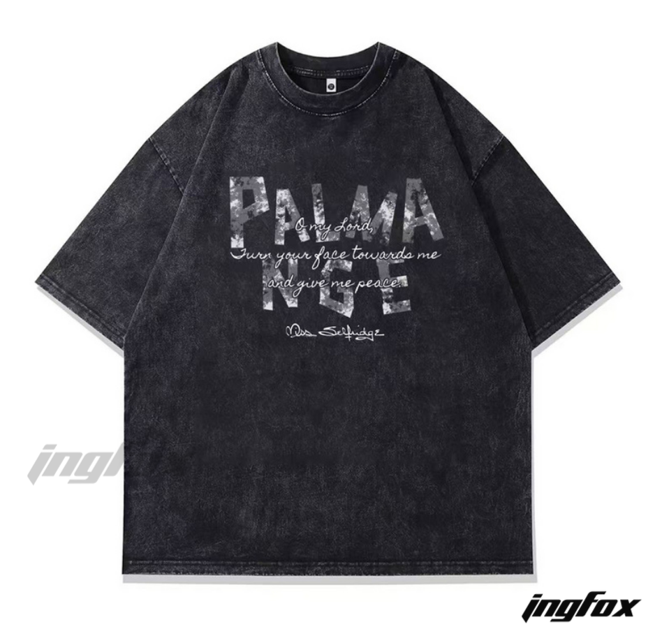"PALMA NGE" Graphic - Vintage Washed Oversized T - Shirt