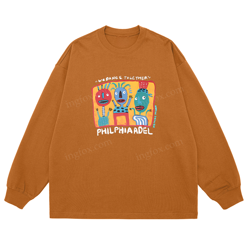 "WE DANCE TOGETHER" Folk Art - Classic Unisex Fit Cotton Long Sleeve Tee