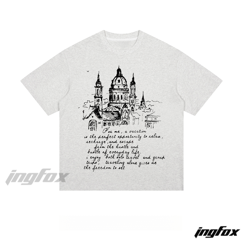Architectural Sketch & Travel Quote - Loose Fit Short Sleeve T-Shirt