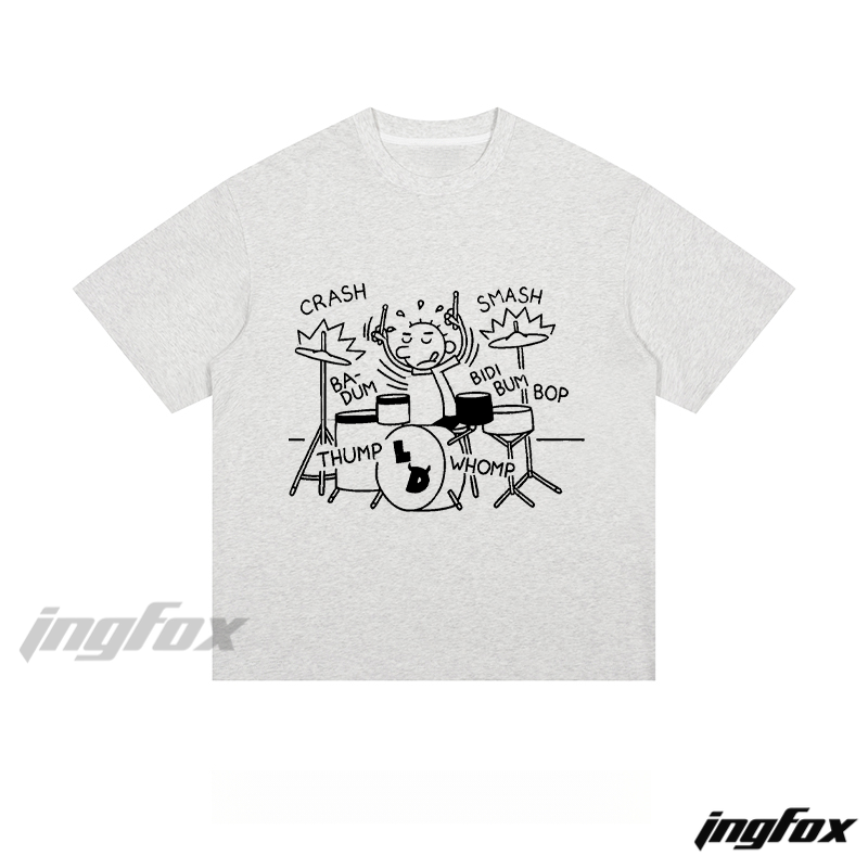 Drummer Doodle Graphic - Loose Fit Short Sleeve T-Shirt