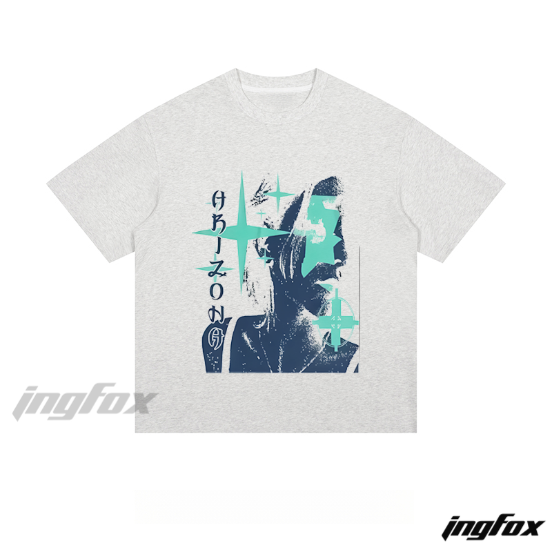 Abstract "AHJZOON" Graphic - Loose Fit Short Sleeve T - Shirt